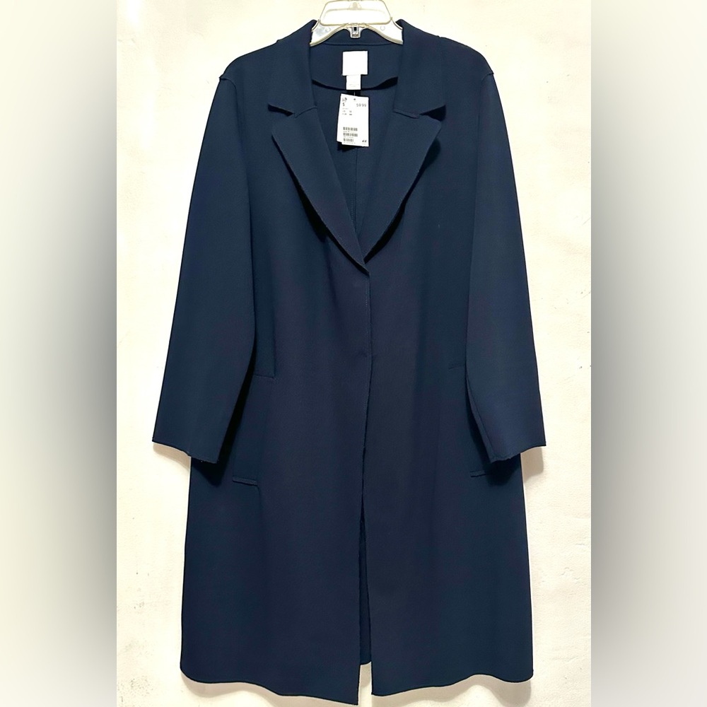 H&M Navy Blue Trench Coat Jacket 12 US